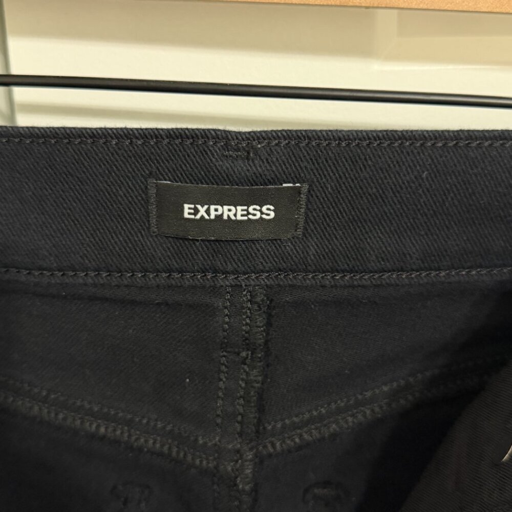 Express High Rise Straight Ankle Black Jeans Size 6L Stretch - Picture 2 of 8